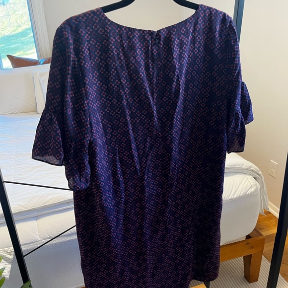 Madewell Purple Floral Flutter Bell Sleeve Silk Mini Dress - Picture 3 of 4